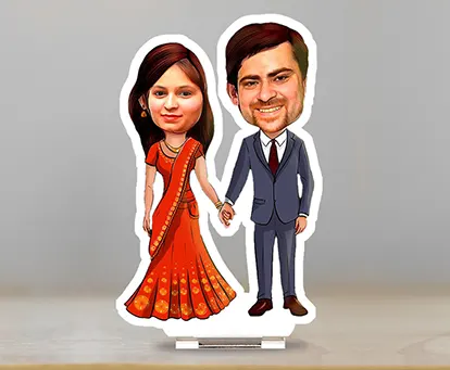 Couple Caricature Holding Hands